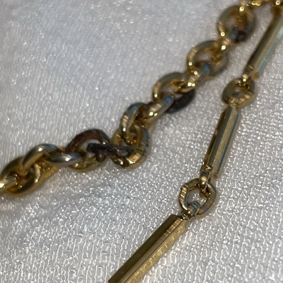 AMERICAN SHOWCASE Signed SHP EXCL gold tone multi chain disc tangerine beaded ne - Picture 2 of 5
